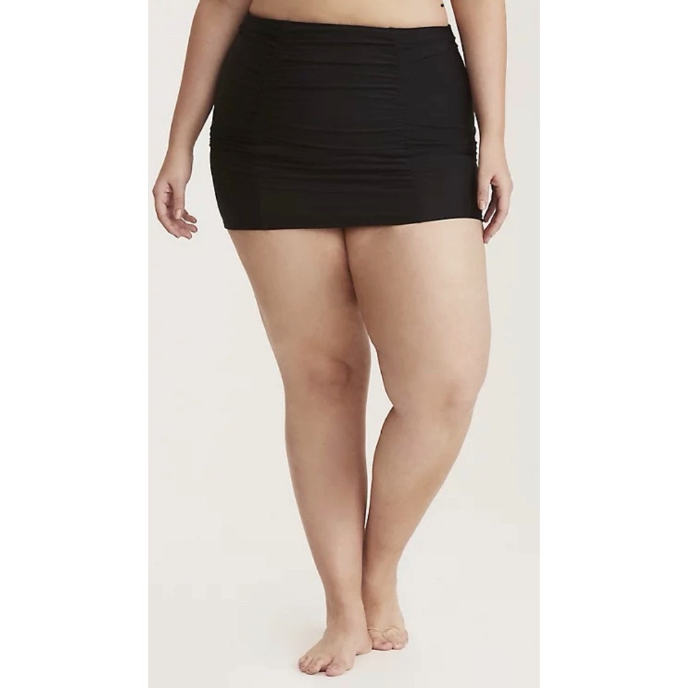 Torrid Black High Waisted Ruched Swim Skirt 2X